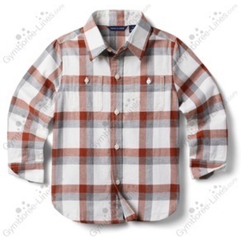 Janie and Jack Boys Plaid Brushed Twill Shirt - Size 5